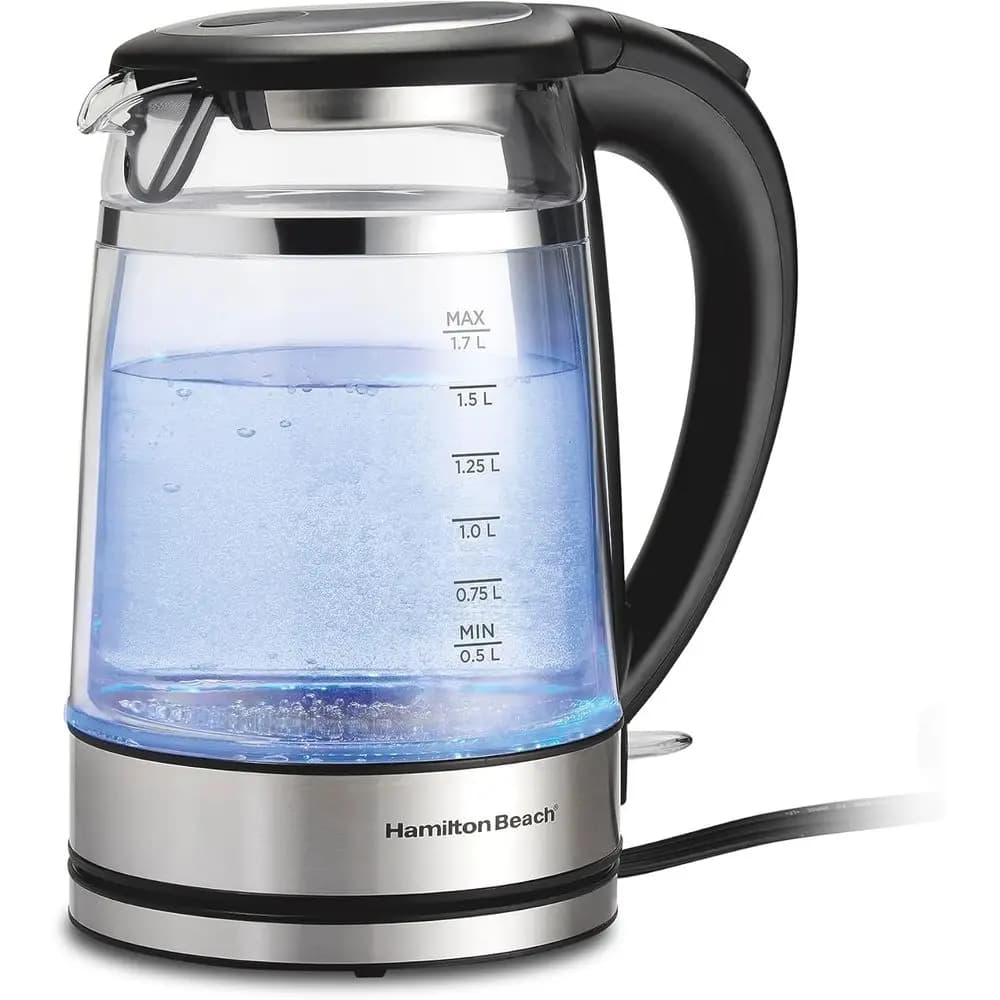 Bollitore elettrico a doppia parete da 1,7 litri, con filtro a rete integrato, spegnimento automatico e protezione contro l'ebollizione a secco, senza fili, Va