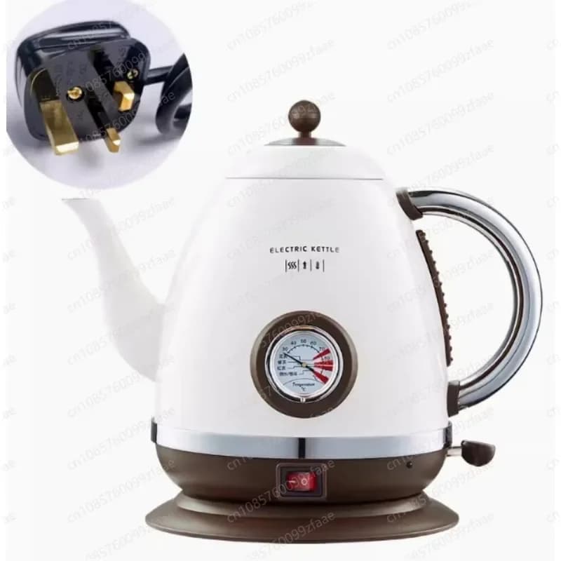 Retro long mouth, electric kettle household stainless steel constant temperature control, British standard kettle