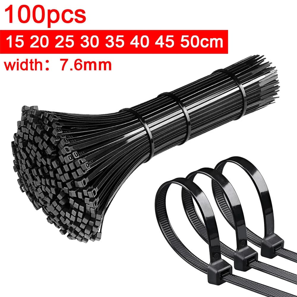 100 pz Autobloccanti Fascette Filo Set Kit 8*200 8*250 8*300 8*350 8*400 8*500 8*700 Fascette In Nylon Fascetta di Plastica Zip Loop filo 7.6mm