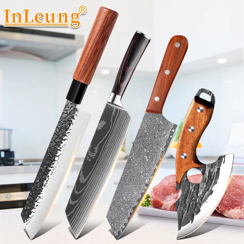 Professional Laser Damascus Kitchen Knife Set Chef Super sharp Utility Slicing Knife for Meat Fruit Vegetable Cooking Tools