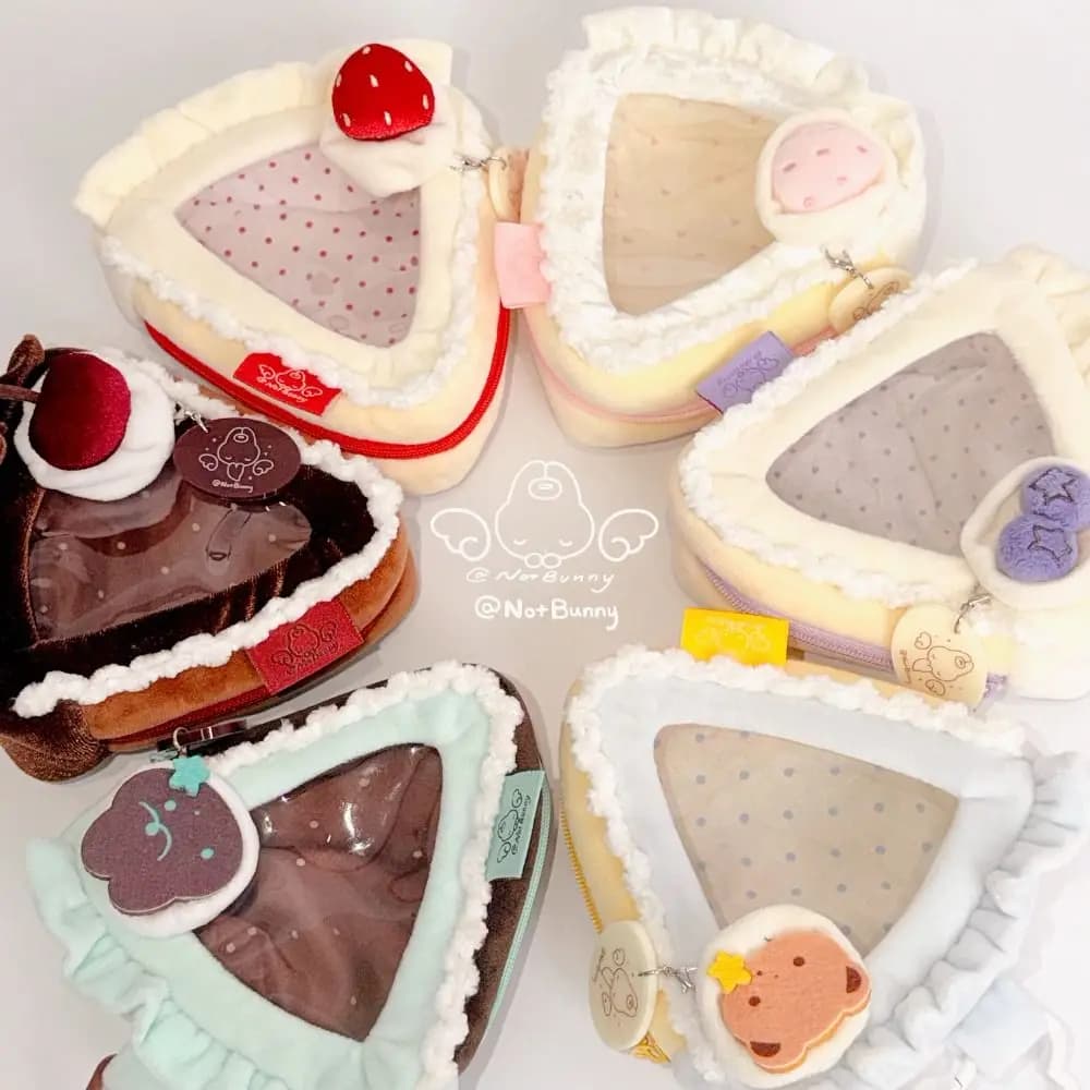 10cm Doll Display Bag Zipper Closure Kawaii Clear Window Storage Pouch Charming Heart Keychain Charm Strawberry Cake Bag Kpop