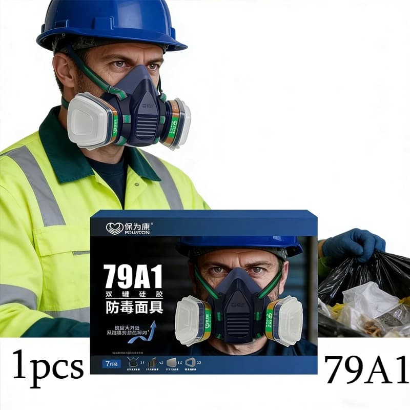 Maschera Antigas a Mezza Faccia, Protezione Industriale per Verniciatura a Spruzzo, Respiratore per Vapori Chimici e Organici, Maschera Protettiva con Filtri
