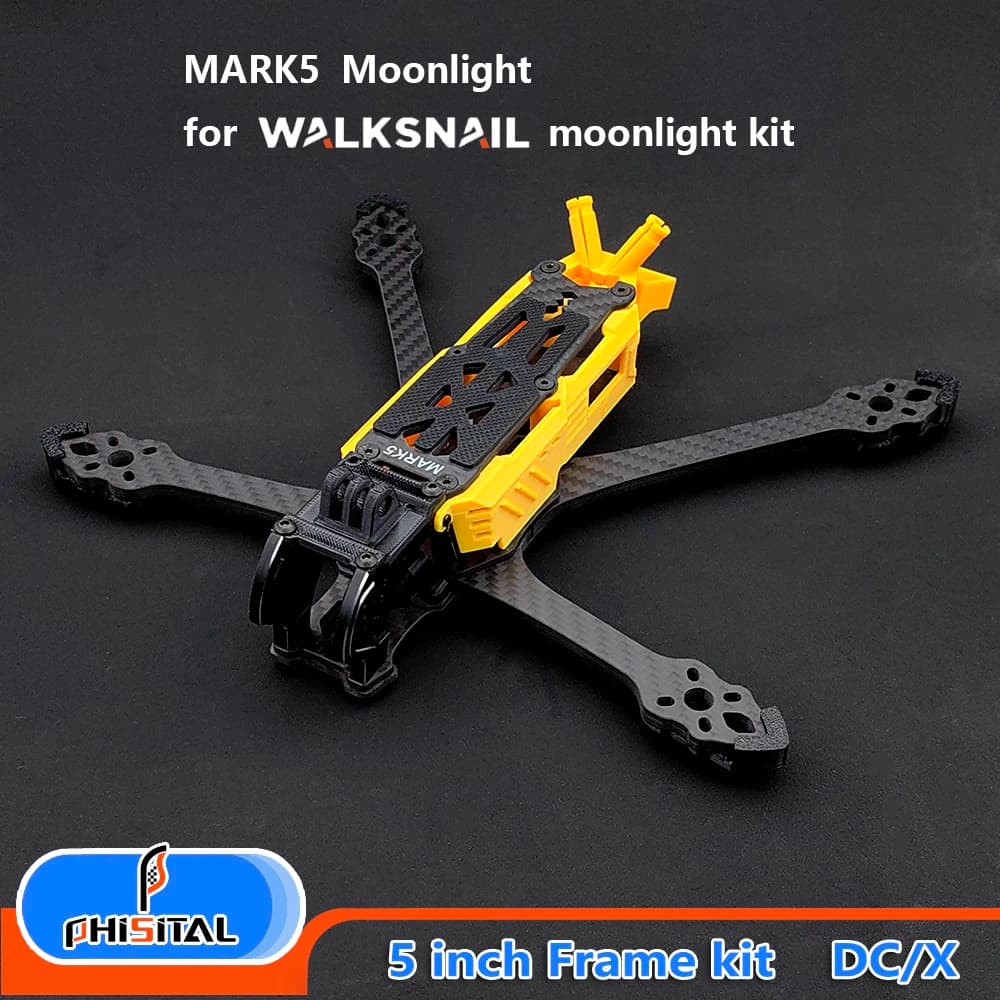Kit Telaio FPV PhiSital Mark5 Moonlight Versione X/DC Drone da Corsa in Fibra di Carbonio da 5 Pollici per Kit CADDX WALKSNAIL Moonlight