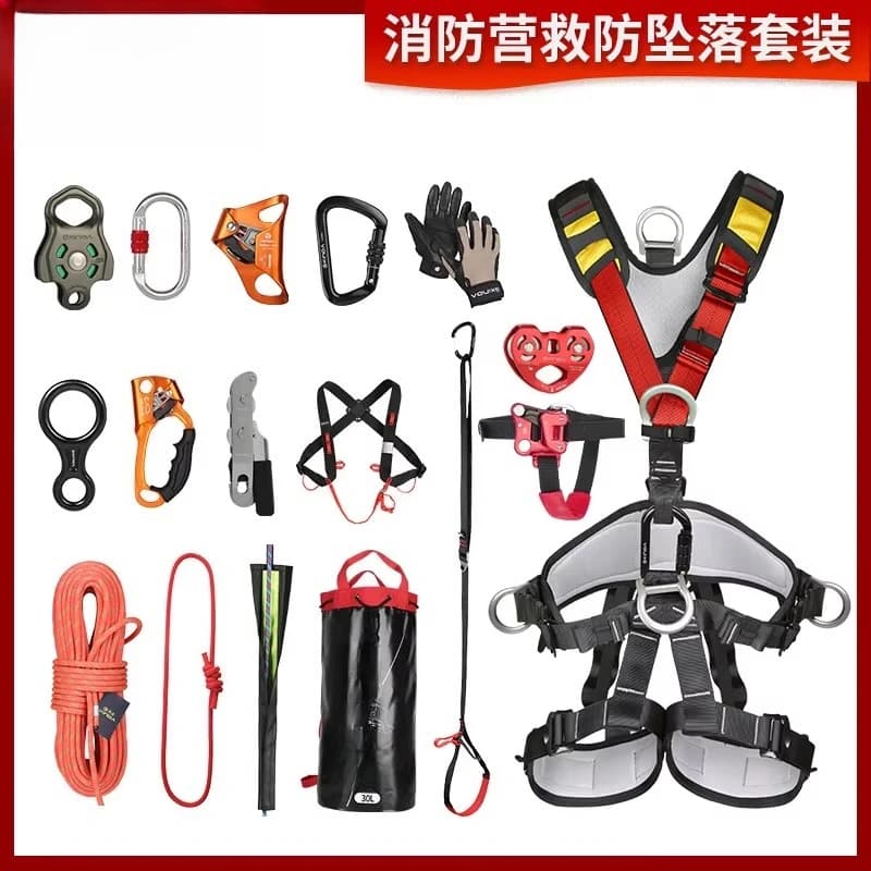 Kit Anticaduta per Soccorso Antincendio, Protezione per Addestramento Outdoor, Alpinismo, Arrampicata su Roccia, Discesa, Primo Soccorso