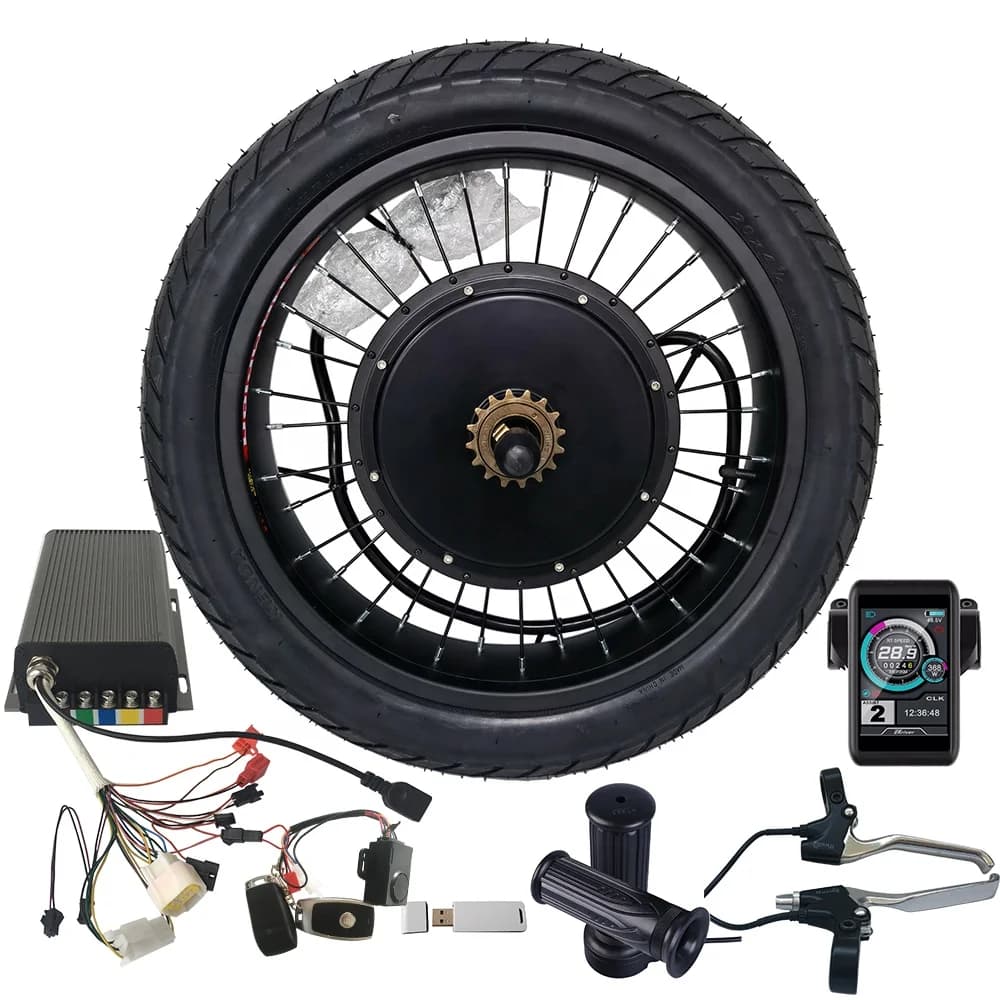 Kit bici elettrica per pneumatici grassi 72V 5000W Motore con mozzo brushless Ruota da neve posteriore Kit di conversione bicicletta 5000W con batteria