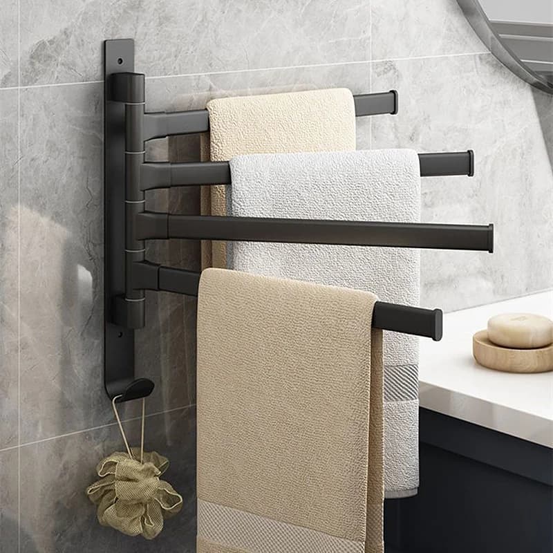 Bathroom Towel rack Swivel towel rack Aluminum space 2/3/4/5-Bar Clothes rack Kitchen shelf Hanging paper Wall mounting