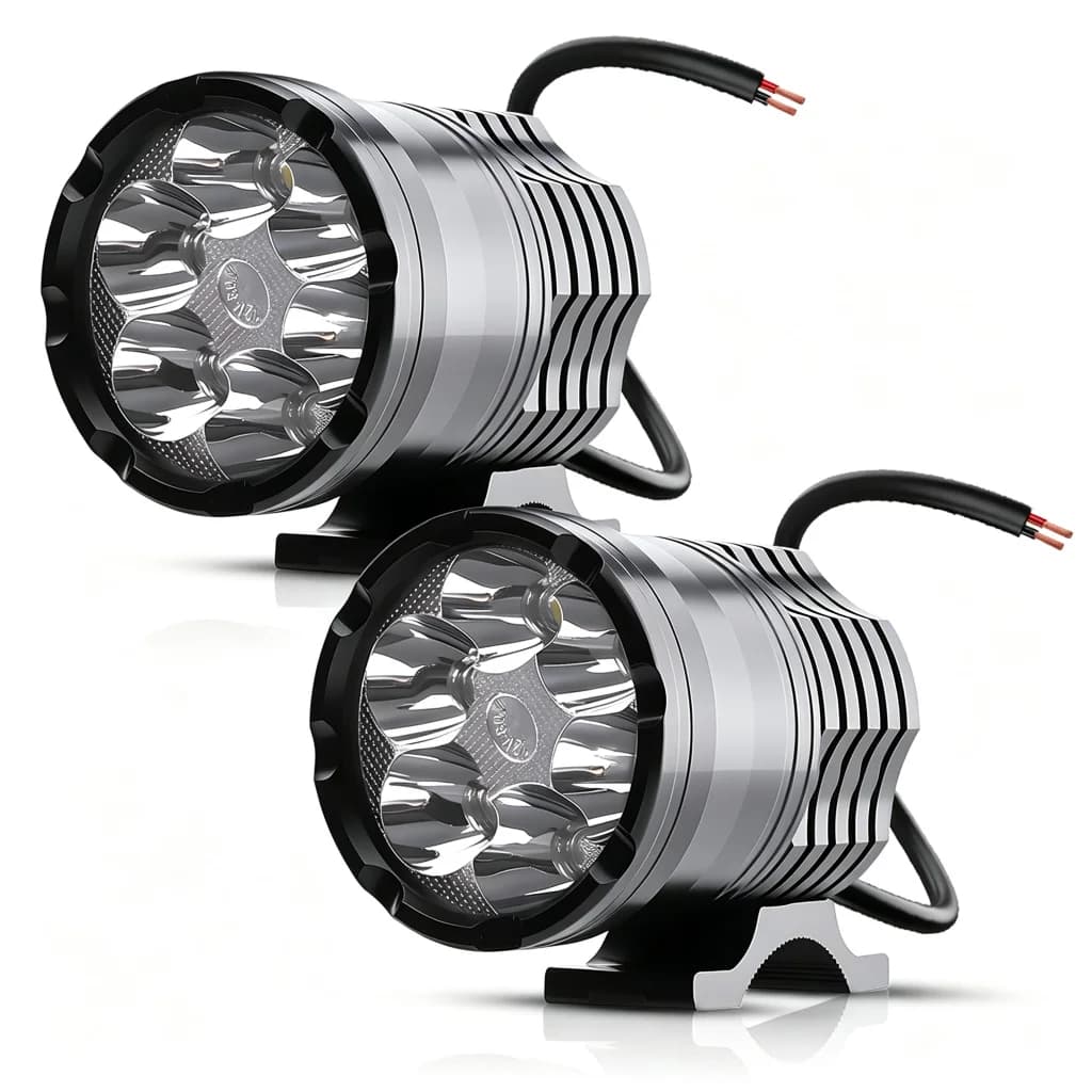 Motorcycle LED Spotlight 60W 6 Lens High Low Strobe Mode 9-80V IP67 Waterproof Headlight for Motorbike Electric Bike ATV Univers