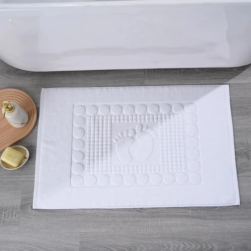 Tappetino Jacquard per Hotel e Casa, 100% Cotone Antiscivolo, Altamente Assorbente, con Motivo a Piedi, 50*80cm, 400g