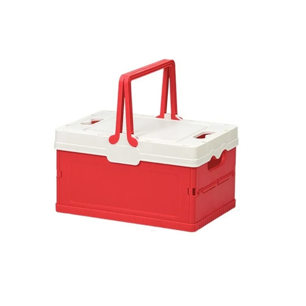 Handheld Folding Storage Box Space Saving Plastic Camping Storage Basket Multi-Color Stackable Snack Storage Box Office Supplies