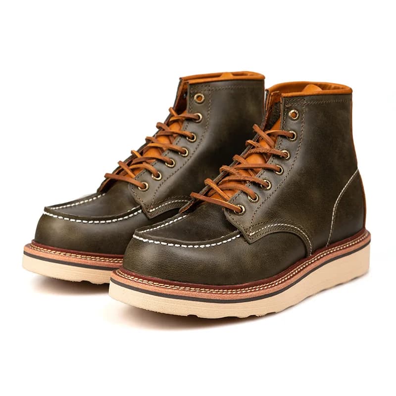 KOWM Scarpe da trekking stivale da passeggio da uomo scarpe da trekking in pelle stivali da moto alti in pelle bovina con suola spessa sneakers alla caviglia britanniche