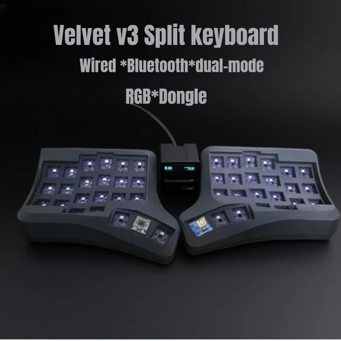 Kit tastiera divisa RGB Velvet V3 Tastiera meccanica hot swap Bluetooth cablata ZMK TV Accessorio tastiera schermo piccolo Interruttore MX