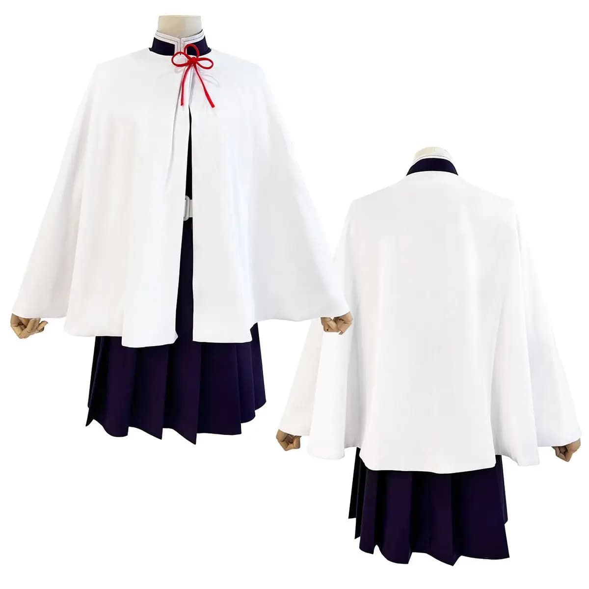 Costume Cosplay Demon Slayer Kanao Tsuyuri, Mantello Bianco, Abito Viola con Fermaglio a Farfalla, Outfit Anime per Halloween Personalizzato