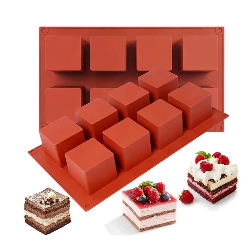 Stampo in silicone per torta cubica, teglia quadrata per mousse, dessert francese, cioccolato, brownie, gelato, gelatina, pasticceria, utensili da cucina