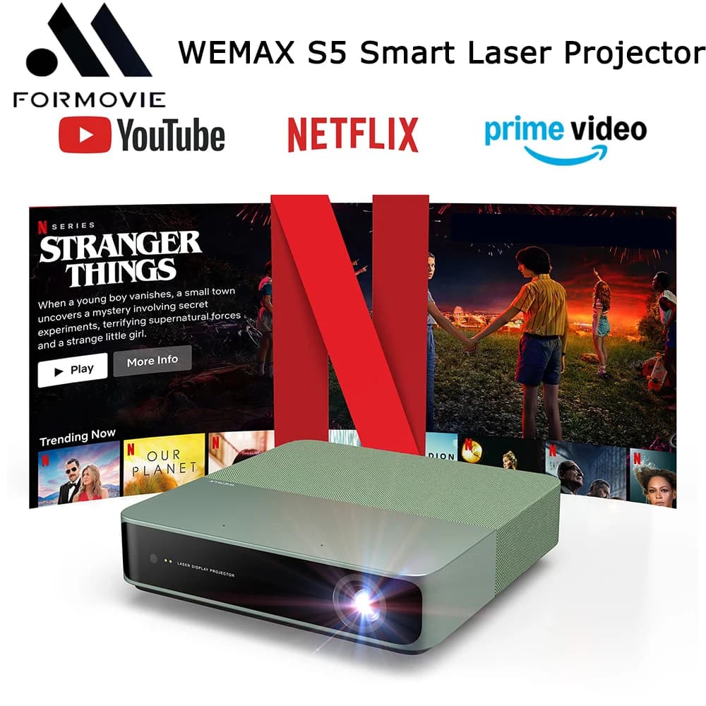 Proiettore Laser Smart Formovie WEMAX S5 Mini Full HD 1080P Portatile per Home Theater con Sistema Linux e Audio Dolby