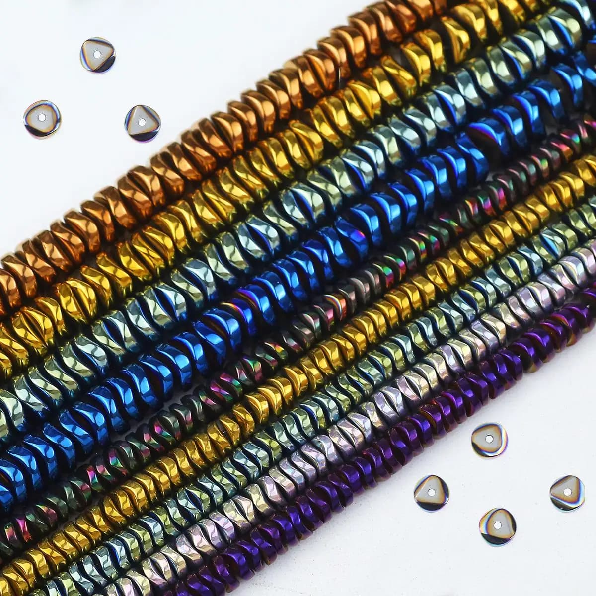 4x1mm 6x2mm moneta placcata sottovuoto rotonda ematite colore oro blu Multi perline distanziatrici allentate per gioielli che fanno braccialetto fai da te Neckalce