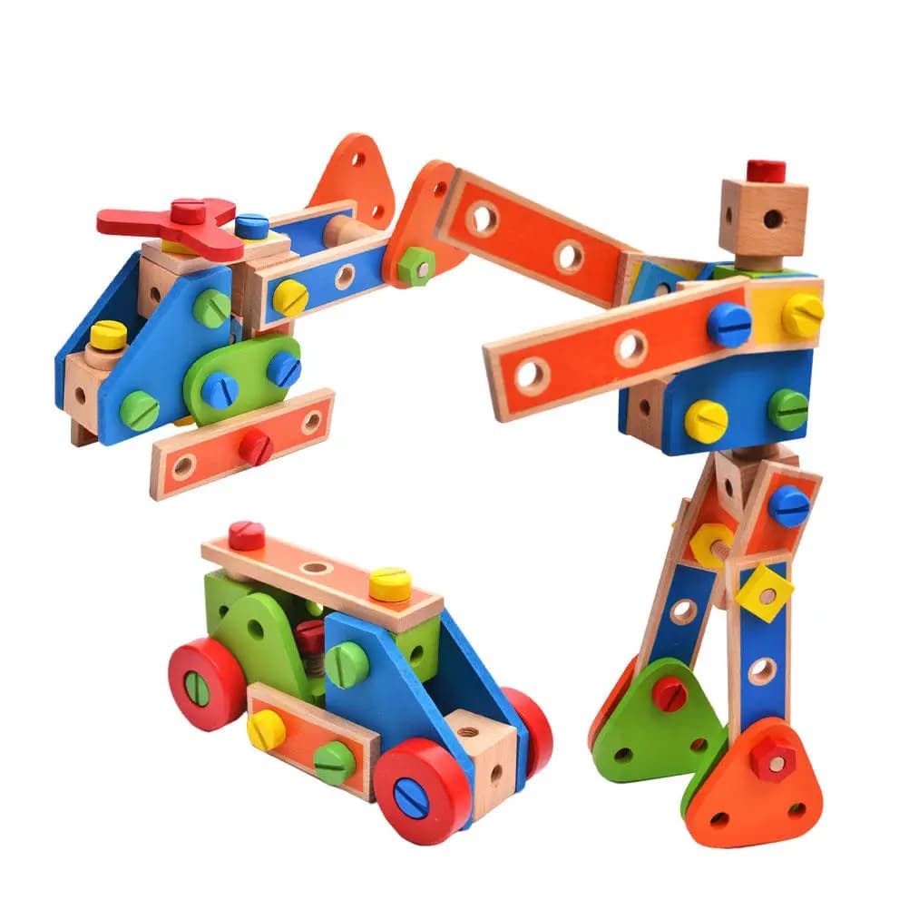 Set di Blocchi di Legno Educativi con Viti e Dadi, Gioco Interattivo Genitore-Figlio per la Coordinazione Occhio-Mano, per Feste e Casa