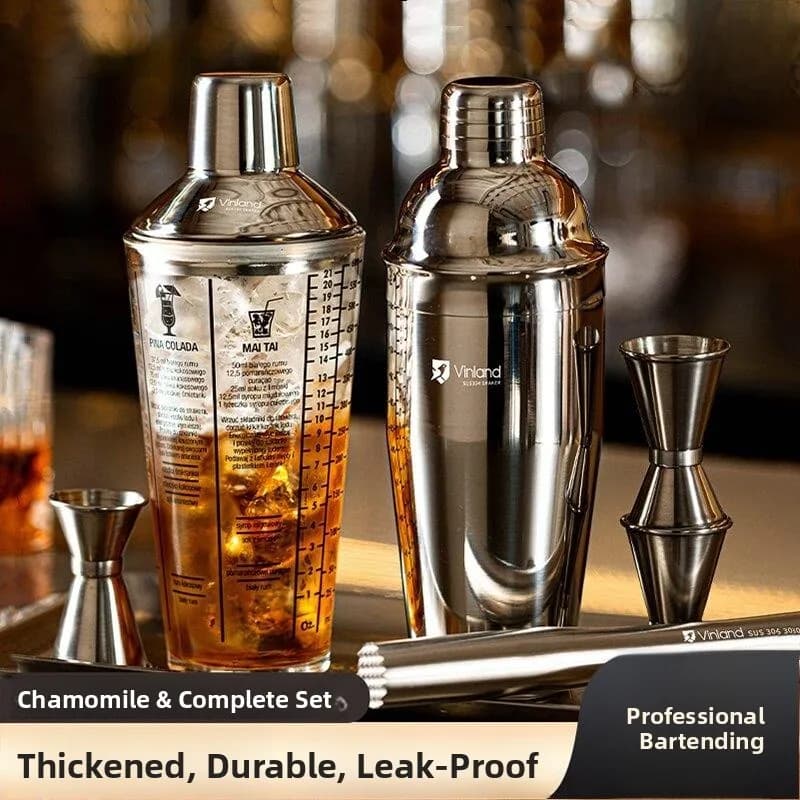 British 304 Stainless Steel Glass Shake Cup Cocktail Shaker Bar Tending Tools Set Beginner Cocktail Making Kit Handmade