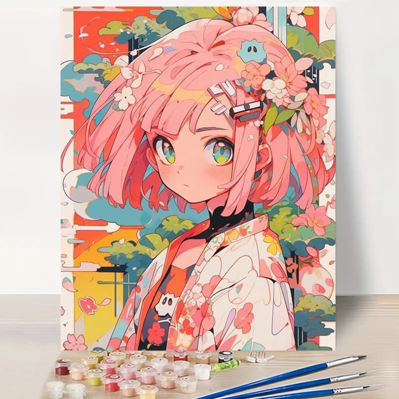 Acrylic Paint By Numbers Cute Anime painting By Numbers on Canvas Coloring By Number for Adults Paint Digital Art