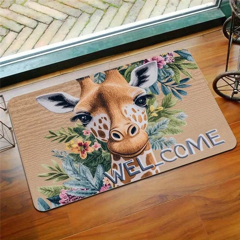1PC Girrafe Testa Modello Tappetini per porte Tappeti da cucina Antiscivolo Design pop Tappeti da bagno Tappetino da bagno Tappeto per la casa Lavandino Lavanderia Decor