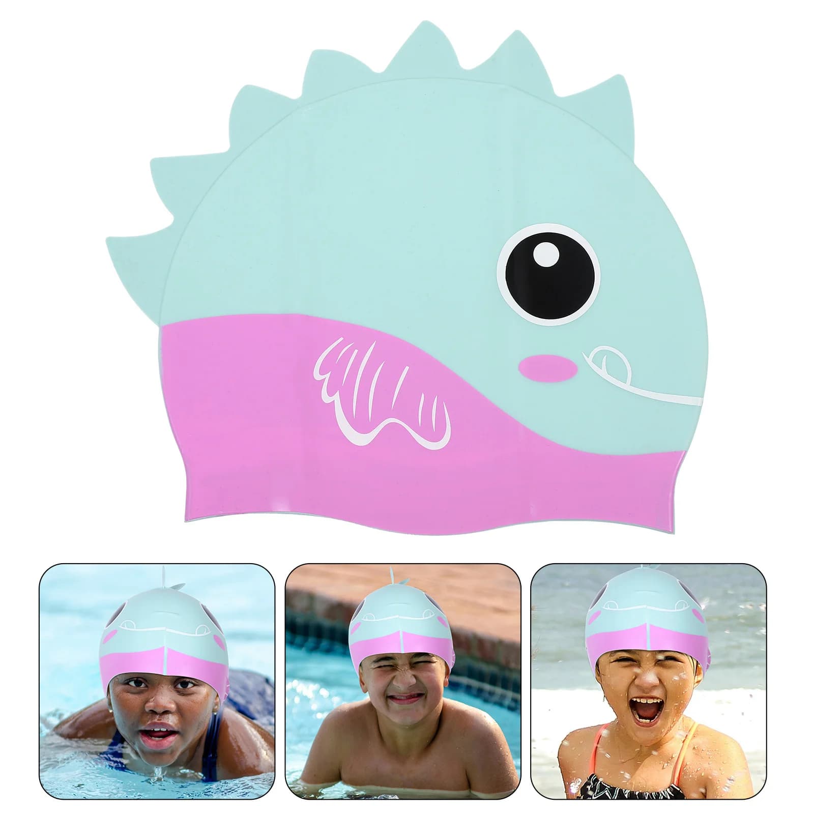 Silicone swim cap for cartoons Light flexible swimming head Hair protection Reusable swim accessory easy to wear for women