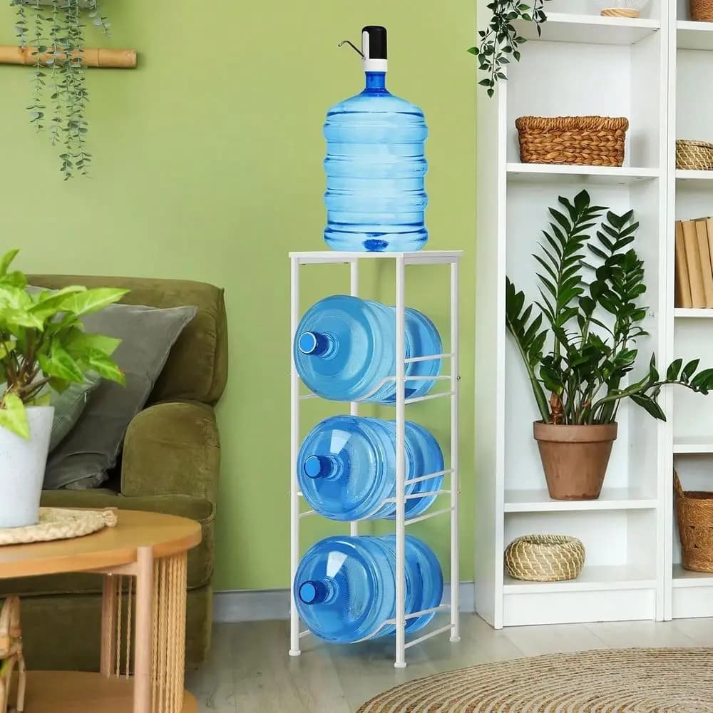 Portabottiglie da 3 livelli per bottiglie d'acqua da un gallone con ripiano superiore, supporto resistente per dispenser d'acqua per Ki