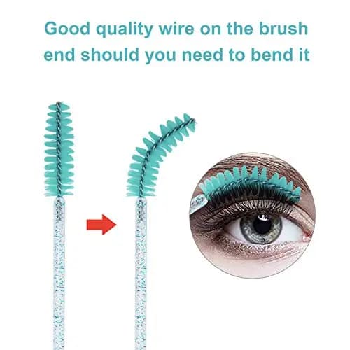 100 Pack Blue Disposable Mascara Wands Eyelash Brushes Makeup Applicator Kit for Eyelash Extensions and Eyebrows with Container