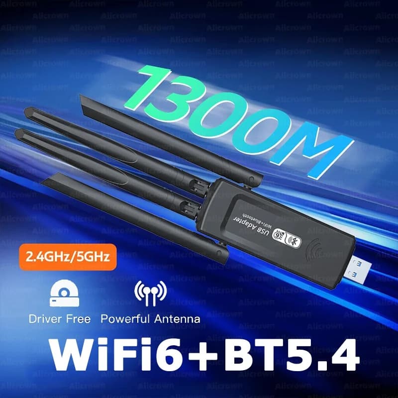 1300M Bluetooth 5.4 Adattatore WIFI 5G Ricevitore Wi Fi Dual Band Scheda di rete wireless Wi-Fi Dongle 4 Antenna per PC/Laptop Win10/11