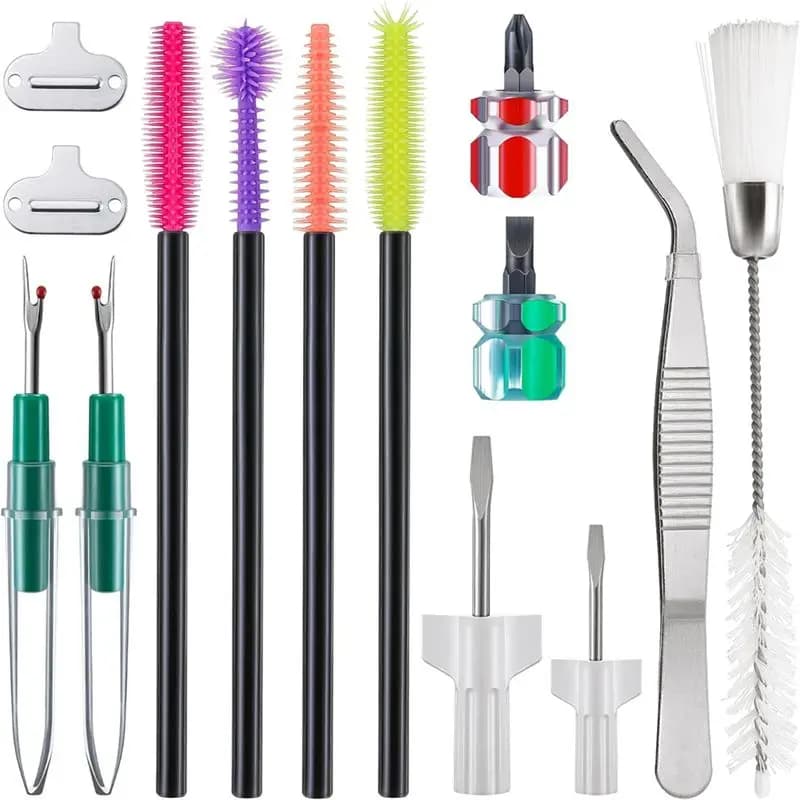 ABMS-14 Pezzi Kit di Pulizia per Macchine da Cucire, Cacciavite, Distrugginisce per Cuciture, Spazzola in Silicone per Riparazione e Pulizia delle Macchine da Cucire