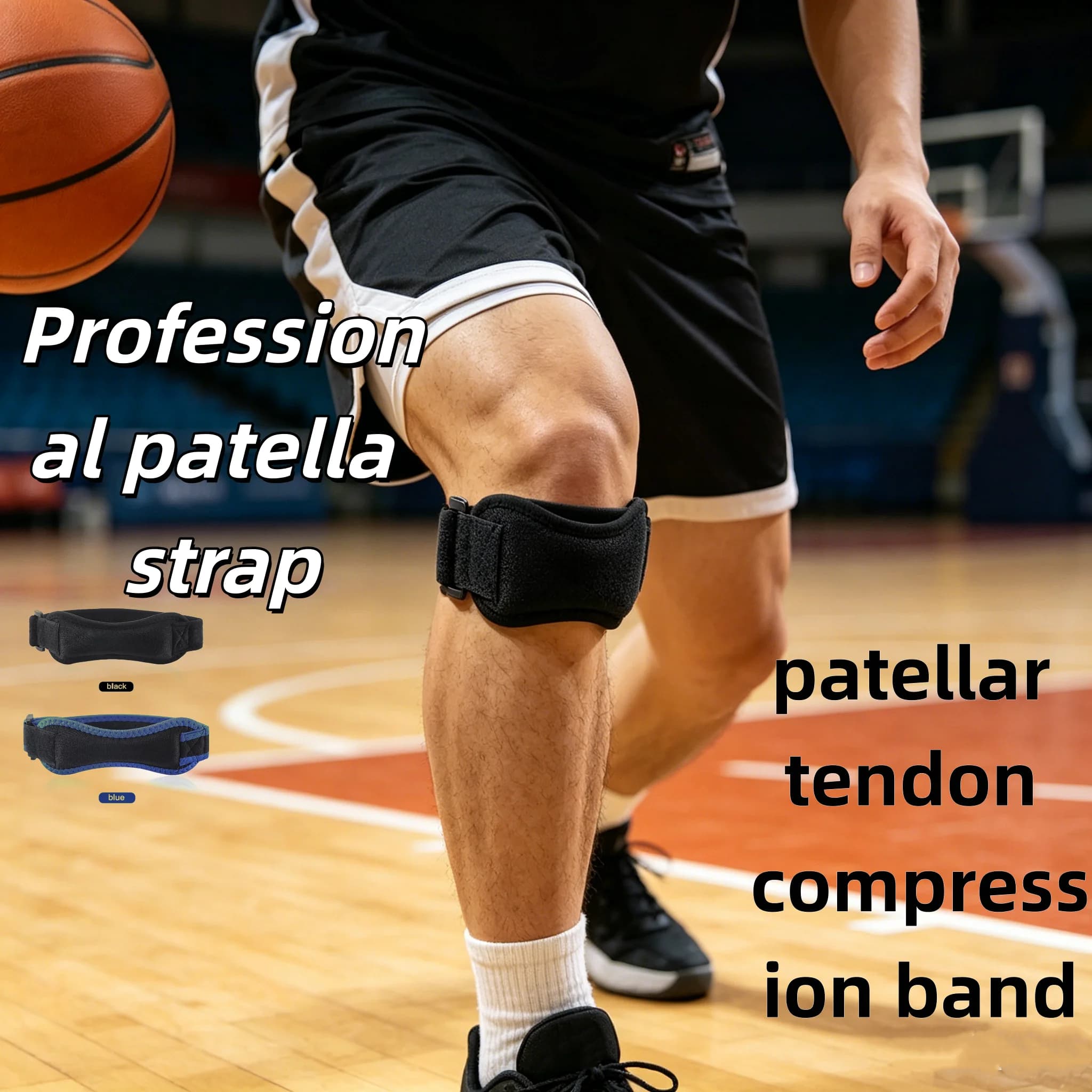 Ginocchiera a compressione regolabile, ginocchiera traspirante, fascia per rotula, sollievo dal dolore, protezione tendinei, ginocchiera sportiva per corsa