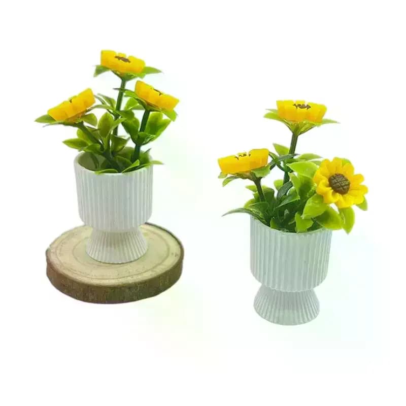 /Cna/Sunflower Potted Plant Ornament 1/12 Dollhouse Decoration Model Toy Micro Landscape Garden Scene Photo Props Miniature