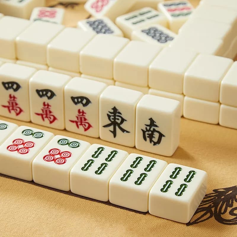 Set da gioco Mahjong cinese da 26 mm, 144 mini tessere bianche incise, per riunioni di famiglia, per il gioco in stile cinese, per il tempo libero in famiglia