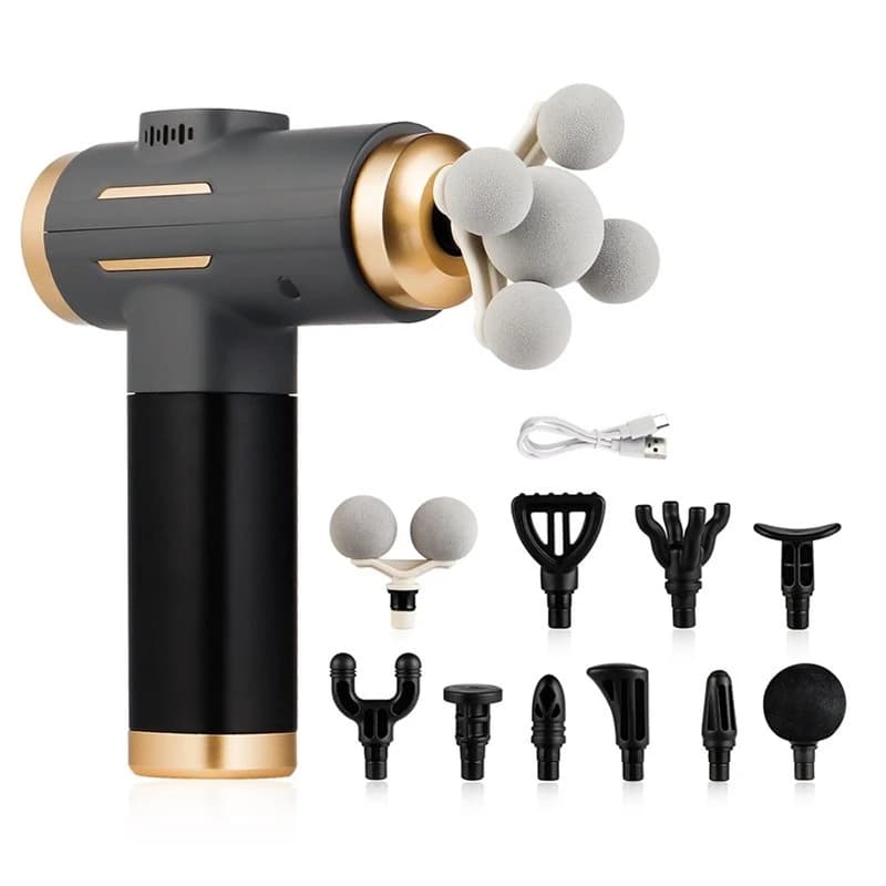 Dropship-11 In 1 Powerful Electric Massage Gun Adjustable High-Frequency Vibration Fascia Gun For Sports Body Massage