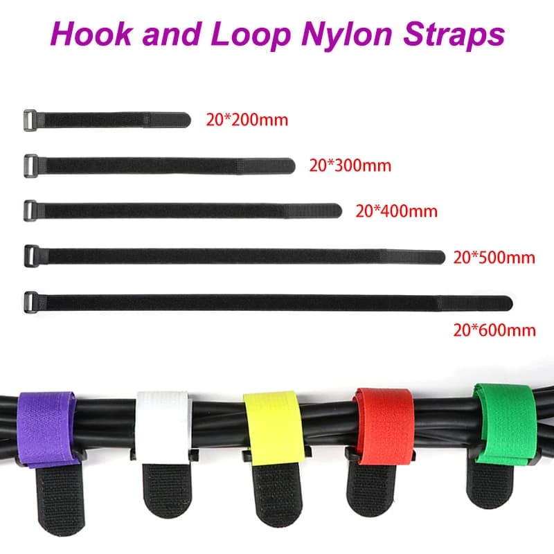 Fascette per cavi in nylon riutilizzabili con gancio da 5 ~ 100 pezzi con fibbia Organizzatore di cavi Avvolgimento autoadesivo Cinghie di fissaggio per cintura in plastica