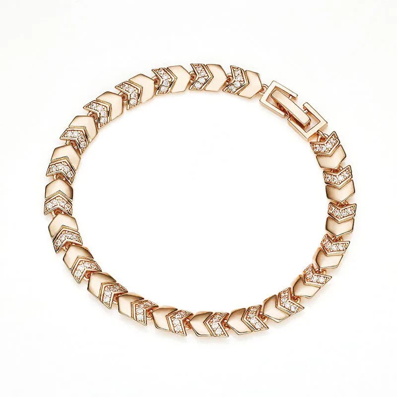 MxGxFam (20 cm x 6 mm) Bracciale con freccia in zirconia placcato oro 18 K / rosa 585 per gioielli da donna alla moda