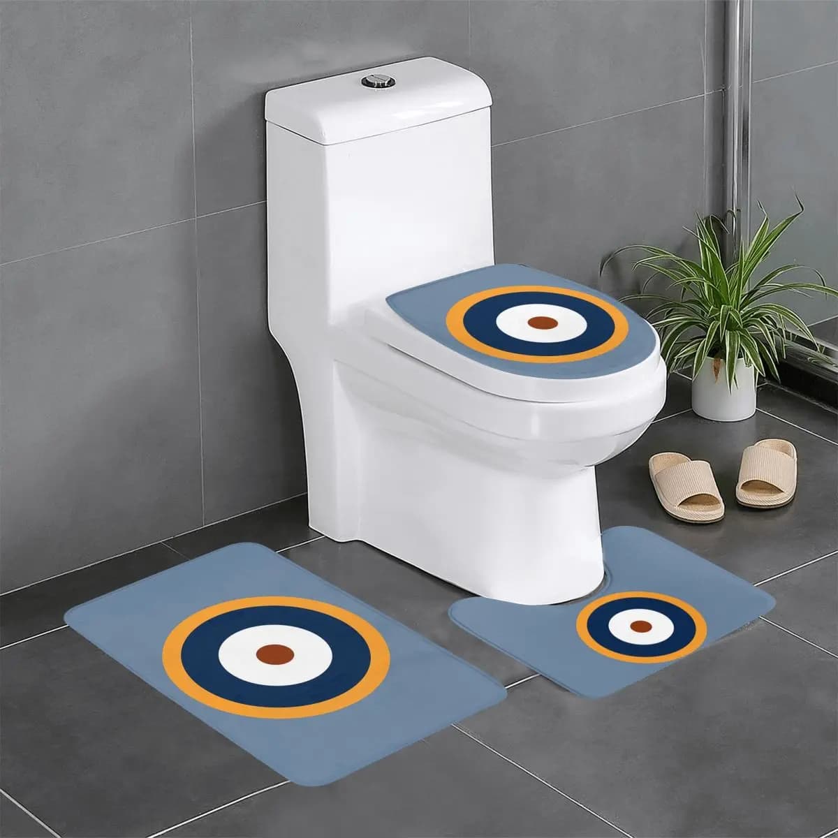La versione RAF Roundel utilizzata durante la seconda guerra mondiale 3 pezzi tappetino da bagno set da bagno coperchio WC copertura casa tappeto antiscivolo tappeto