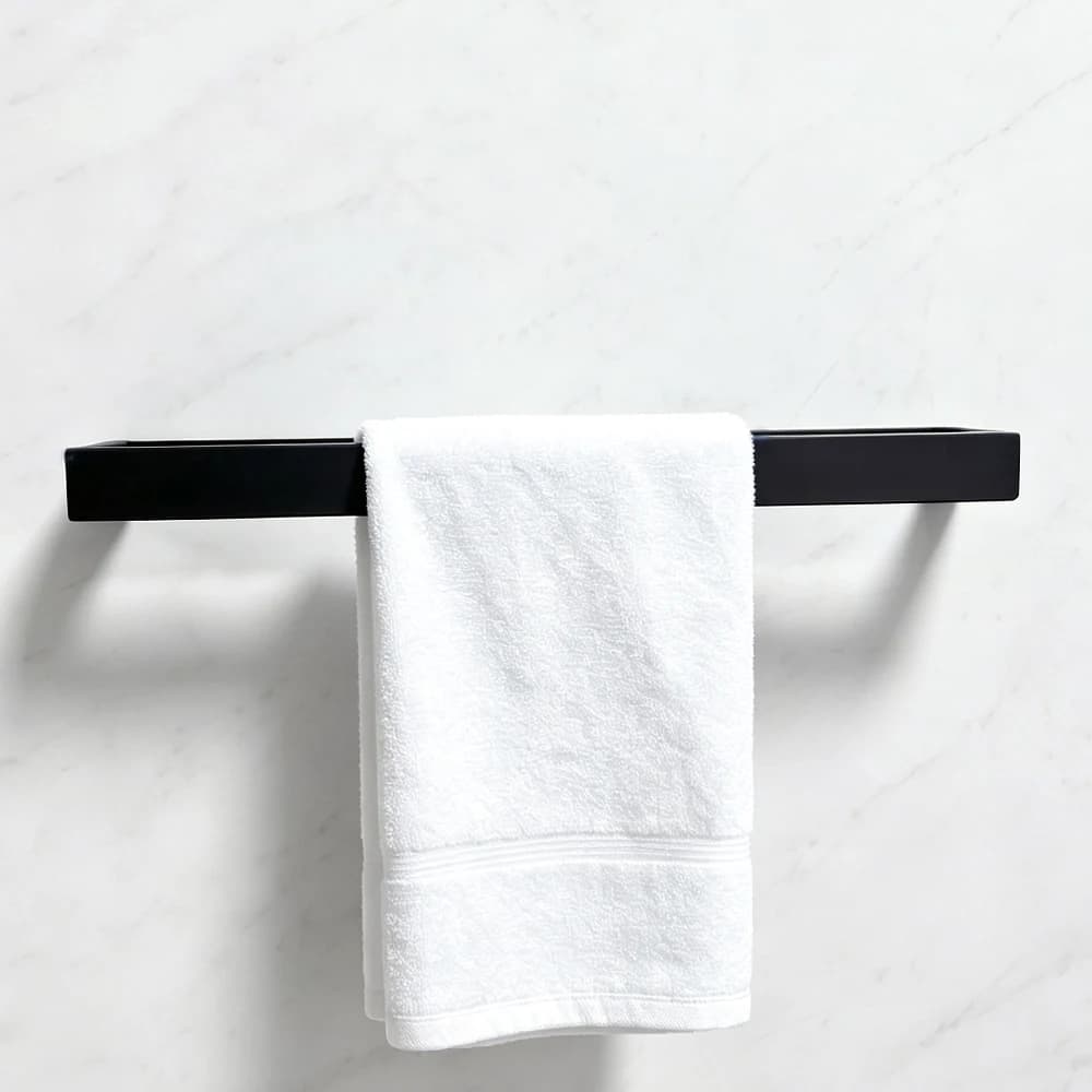 Self-Adhesive Bathroom Towel Rack Wall Mounted Stainless Steel Black Single Towel Bar Home Hotel Bath Towel Holder Punch-Free
