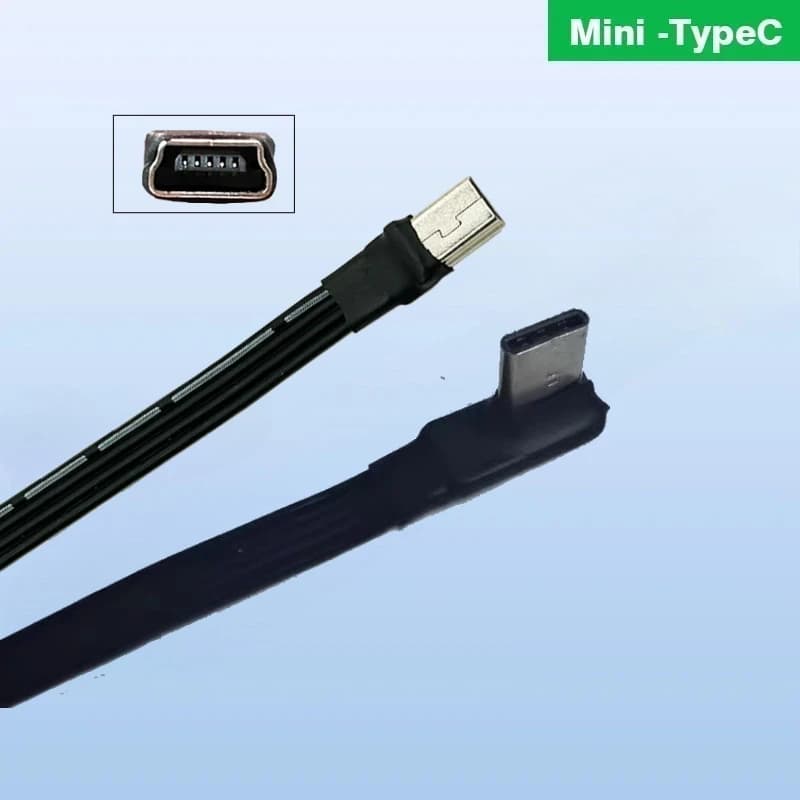 Cavo in silicone Mini USB a Type-C, USB 2.0, cavo morbido con angolo di 90 gradi verso l'alto, adattatore da Mini USB femmina a USB C maschio, 5 cm, 50 cm, 100 cm