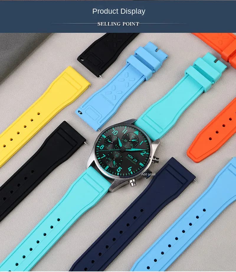 20mm 21mm 22mm Nature Soft Fluororubber FKM Rubber Watchband For IWC Strap Big Pilot Portofino TOP GUN Watch Band men bracelet