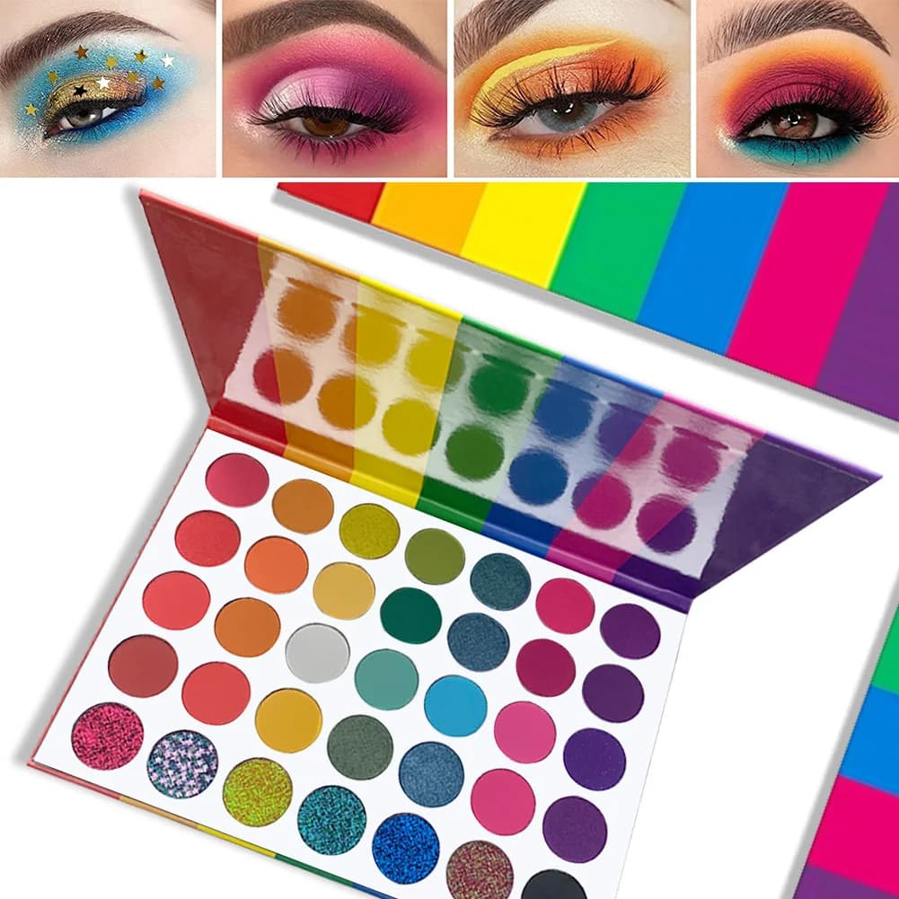 Palette Ombretti 35 Colori - Trucco Occhi Scintillante per Look da Club e Serate, Illuminanti a Lunga Durata, Cosmetici per il Trucco Occhi