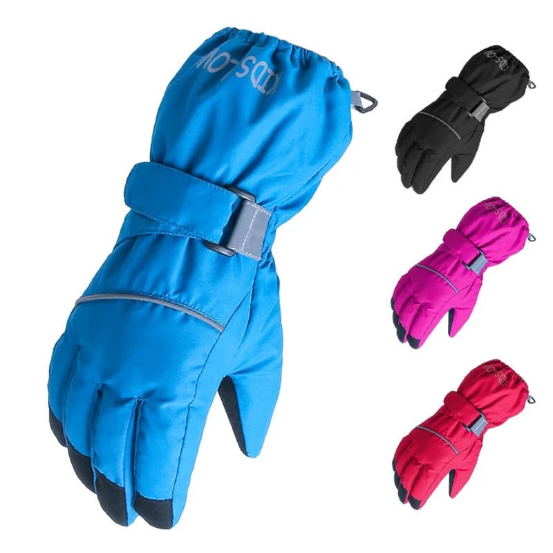 Kids Winter Ski Gloves Waterproof Hot Padded Gloves for Girls Kids Outdoor Skiing Cycling Windproof Snowboard Gloves