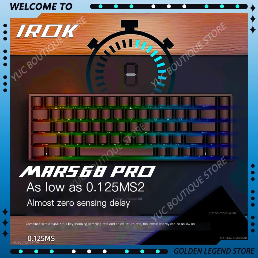 IROK Mars68 PRO Interruttore magnetico Gaming E-sport Tastiera meccanica wireless RGB Batteria lunga Accessori da gioco hot swap personalizzati