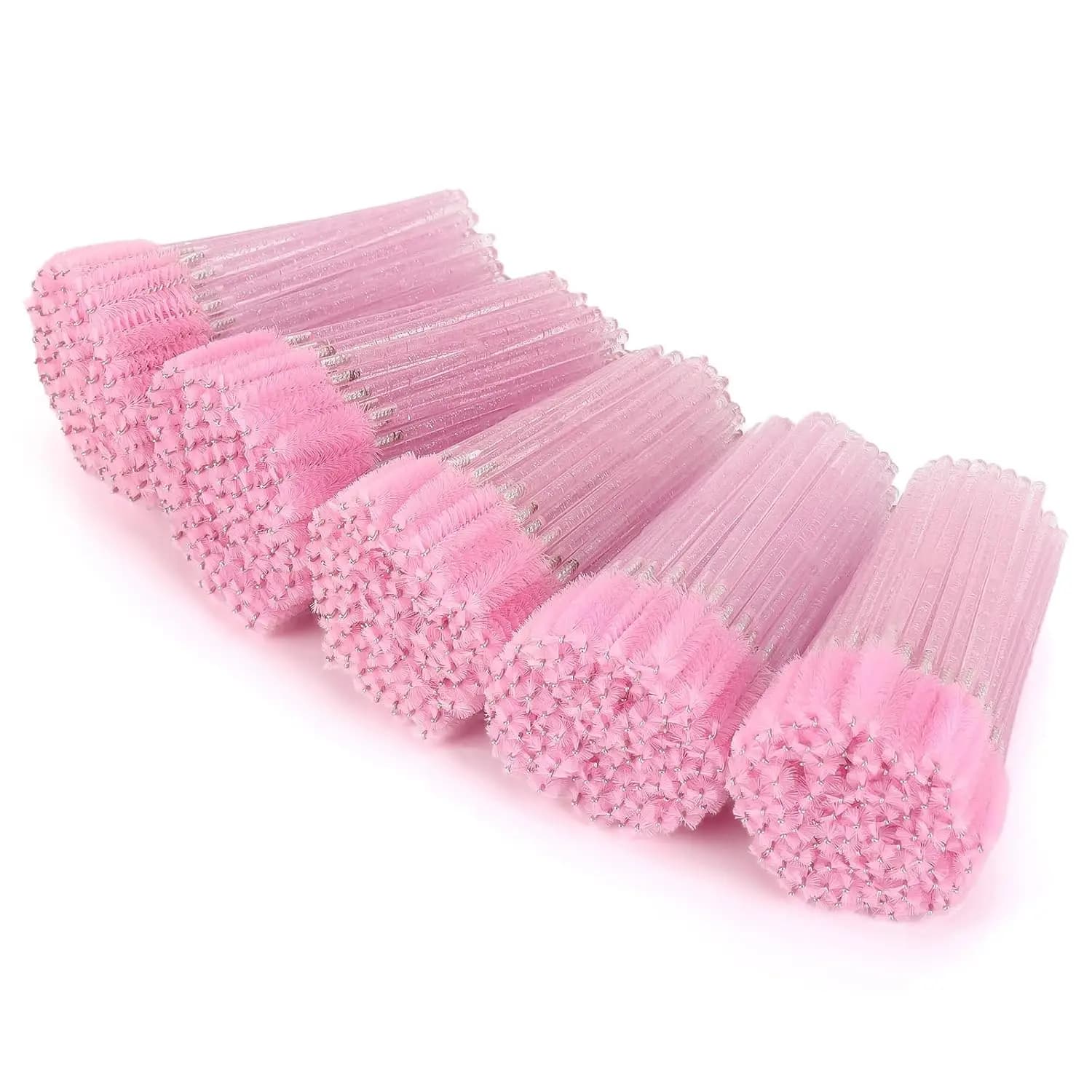 500-piece disposable mascara wands and eyelash brushes for brow and lash extension in pink