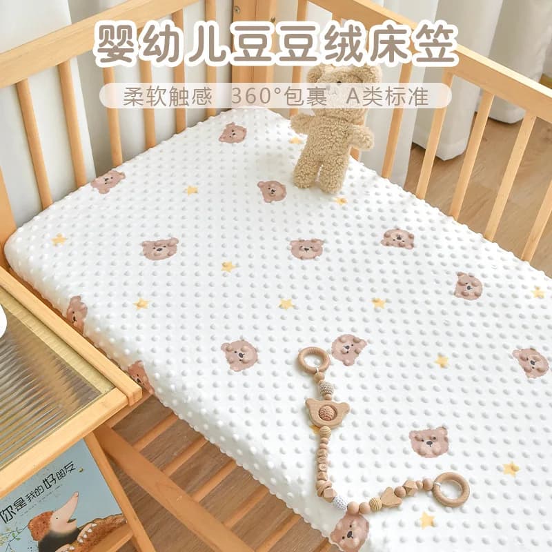 Lenzuola per culla con angoli traspiranti 130 * 70CM per coprimaterasso per culla Set di biancheria da letto in tessuto sensoriale touch 3D invernale Lenzuola per neonati