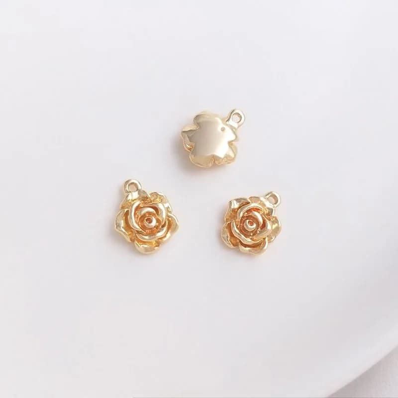 6 pezzi oro riempito 9mm ciondolo rosa gioielli fatti a mano fai da te materiali accessori bracciale rosa orecchini accessori ciondolo