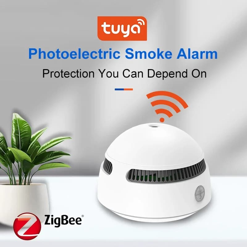 Tuya Smart WiFi Rilevatore di fumo Rilevatore di fumo fotoelettrico wireless con protezione antincendio a batteria al litio da 10 anni Vita intelligente