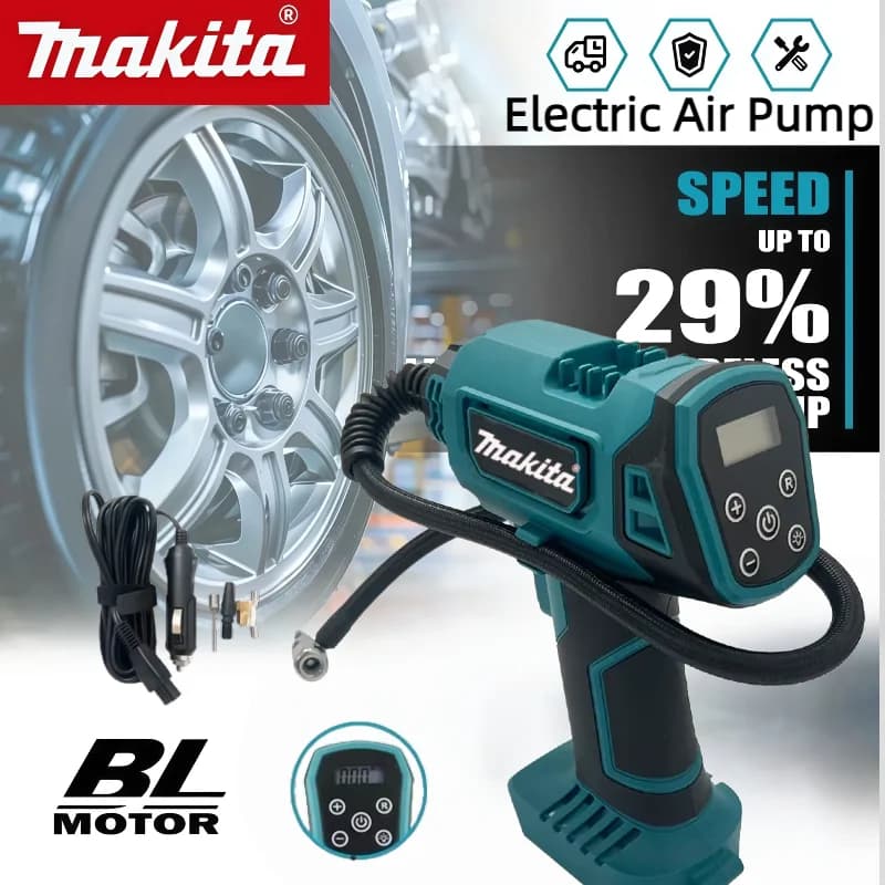 Compressore d'Aria Automatico Senza Fili Makita: Pompa Elettrica, Compressore Portatile per Pneumatici Auto, Compatibile con Batteria Makita 18V