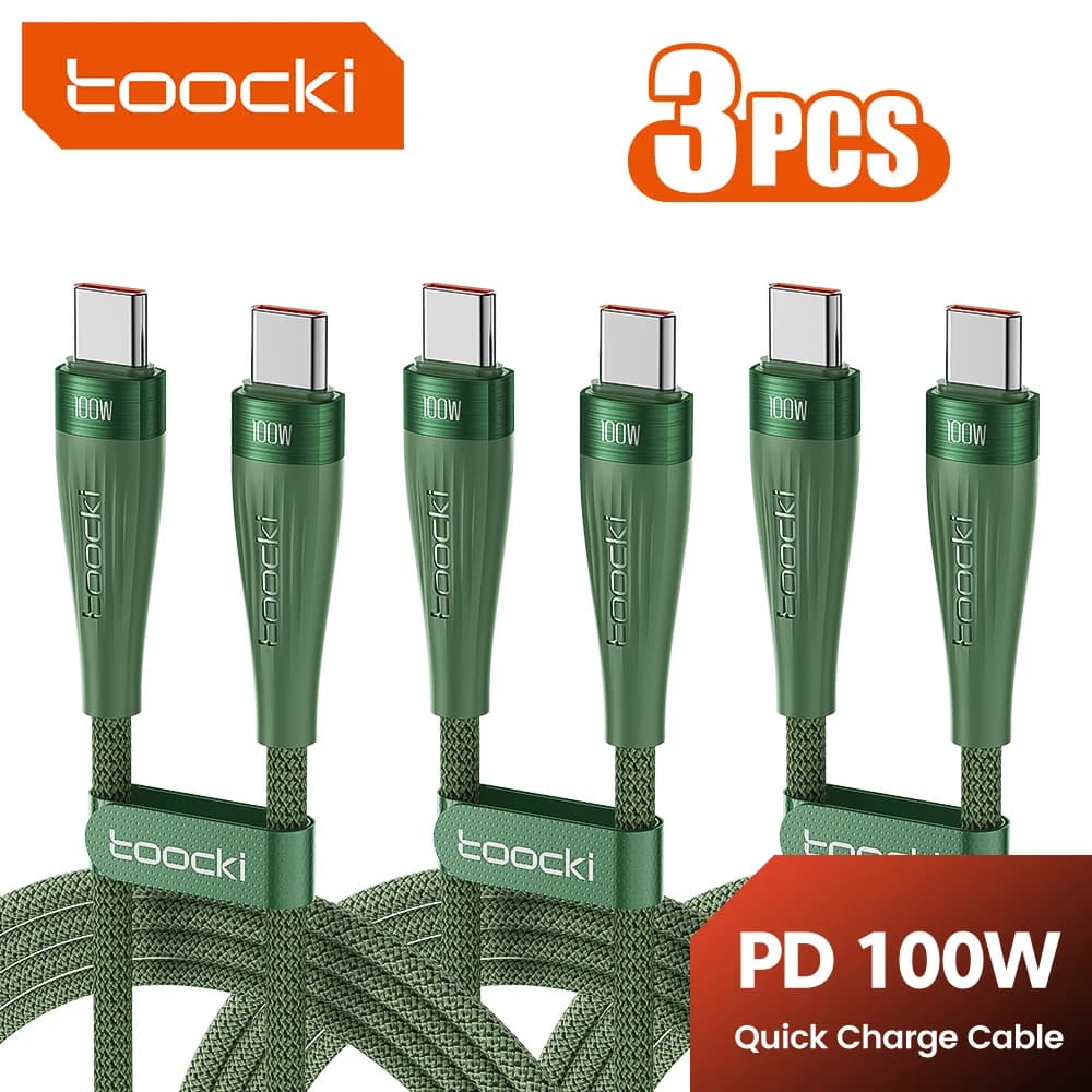 Toocki 3PCS PD 100W Cavo da tipo C a tipo C Cavo dati USB C a ricarica rapida da 60 W per Applebook iPad Matebook Samsung Xiaomi Huawei