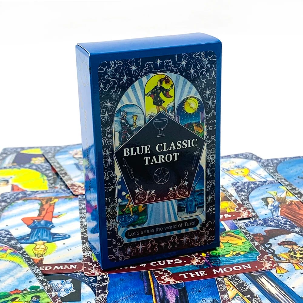 Nuove carte dei tarocchi classiche blu, giochi da tavolo per riunioni di famiglia, design classico per principianti e professionisti, ideali per divinazione, meditazione