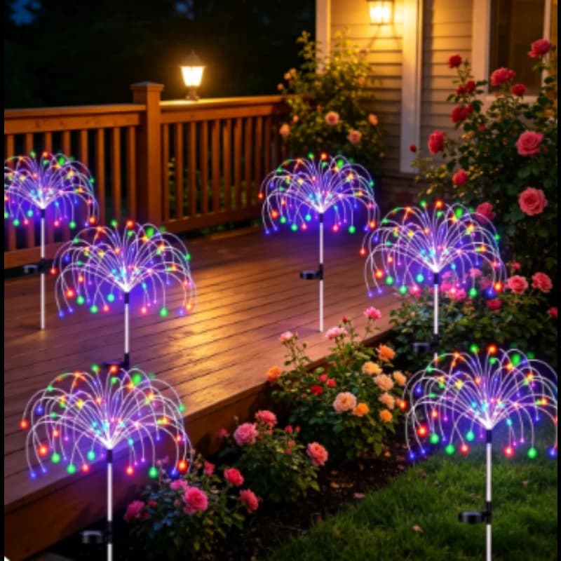Solar Firework Lamp Fairy String Lights 8 Lighting Modes 90-200 LED Waterproof Outdoor for Garden Patio Christmas Holiday Decor