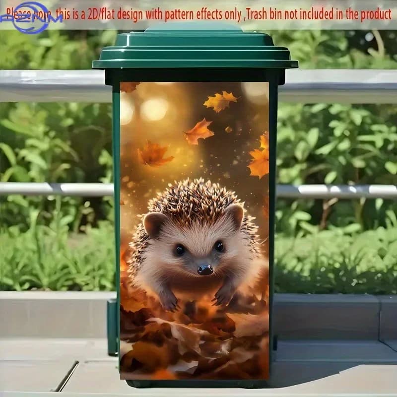 1pc of Trash Can Sticker, × Cm, Featuring a Vibrant Hedgehog Theme Design, Self-Adhesive Wallpaper for Decorating Kitchen